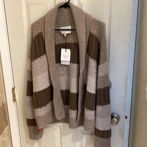 NakedCashmere striped shawl cardigan NWT 100 percent cashmere